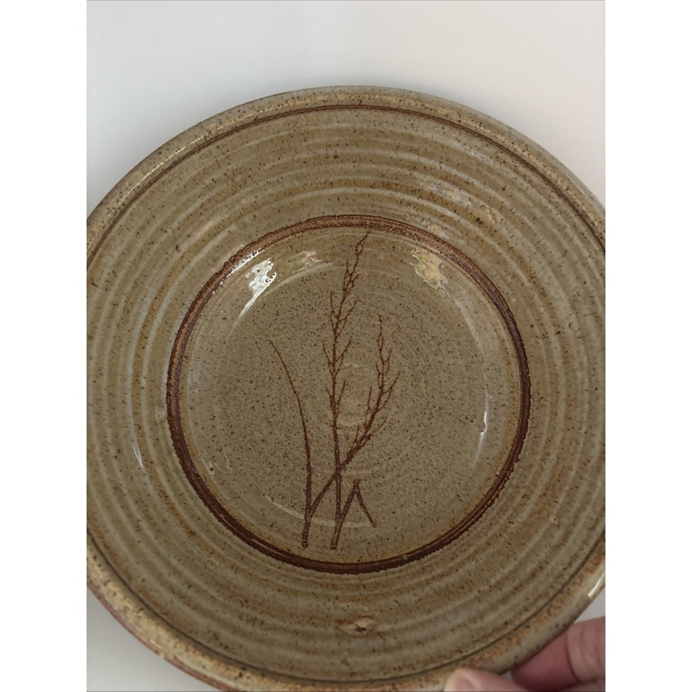 Vtg Large Hand Thrown Ceramic Pottery Serving Bowl, Artist Signed 10 X 3 3/4